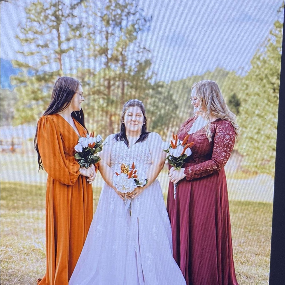 Burnt orange bridesmaids dress